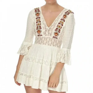 Free People ivory antiquity short mini dress
